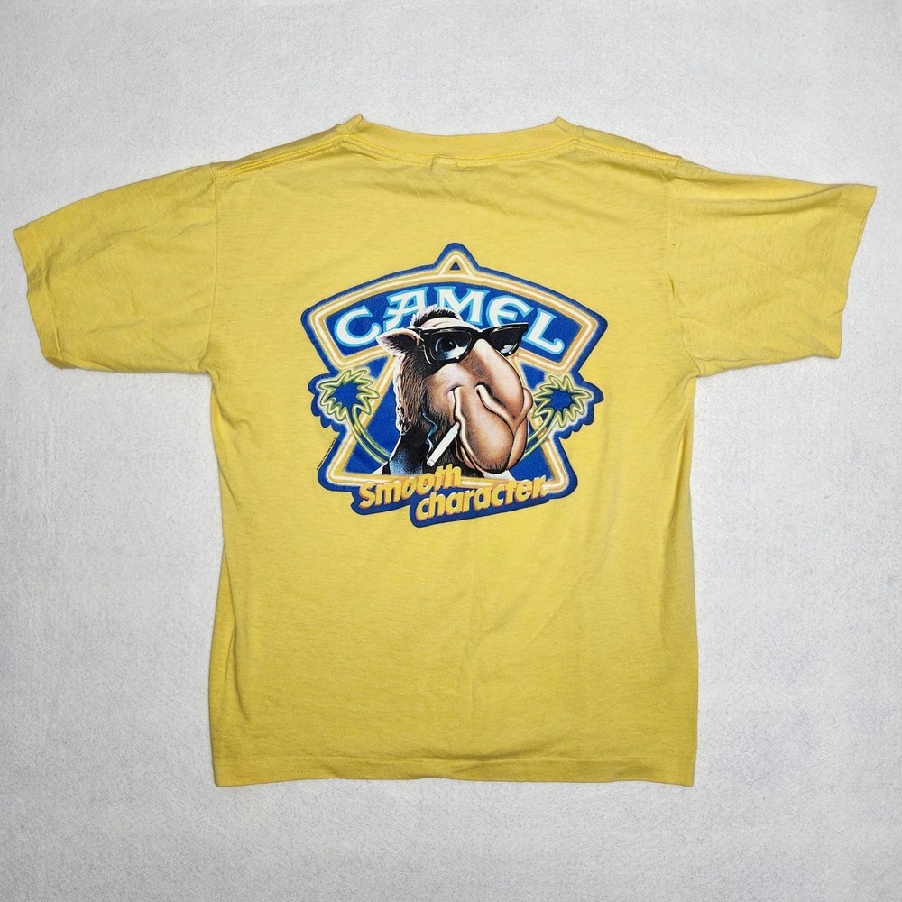 Vintage Camel Cigarettes Joe Yellow Size M Shirt Smooth Character 80s Pocket